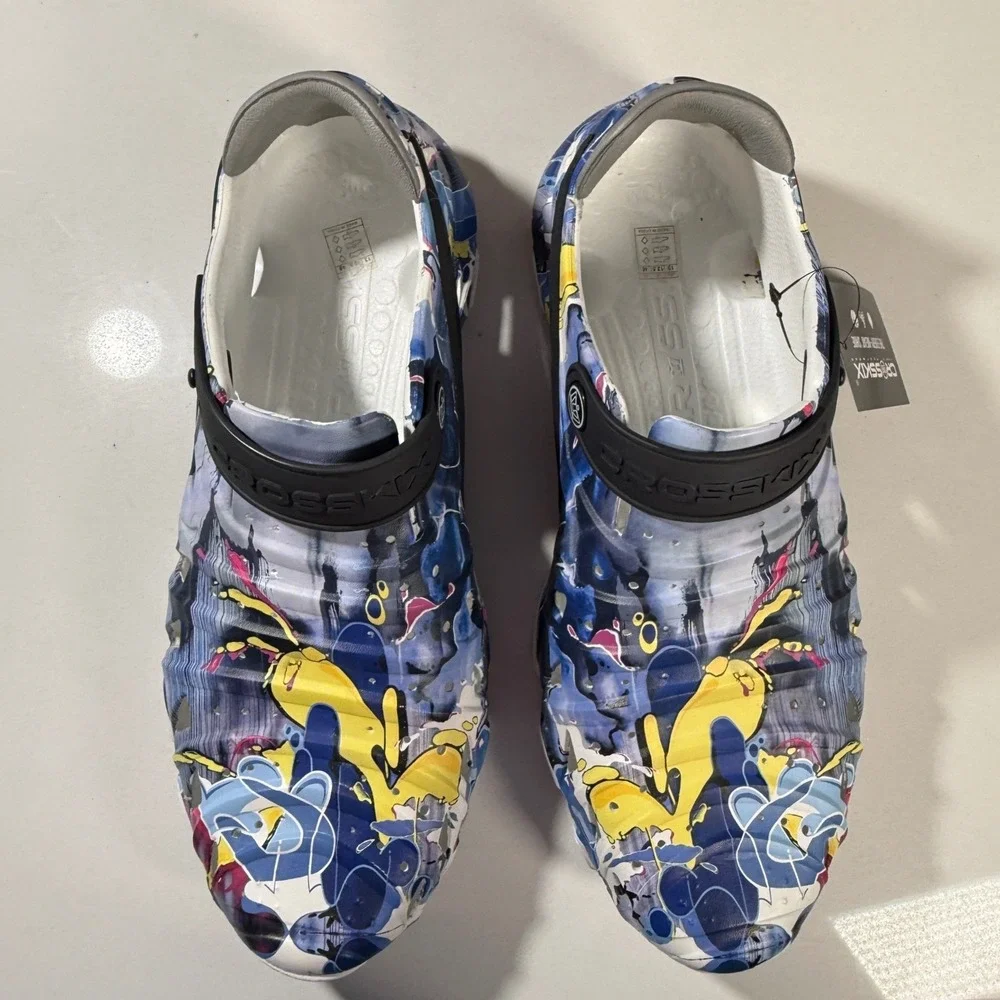 Crosskix Hybrid Shoes Mens Blue Graffiti New Water Every-Wear Clogs‎ Unisex 13